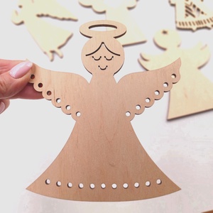 Ünnepi angyalszett  5 darab lézervágott, díszes fa dekoráció (15 cm) - karácsony - karácsonyi lakásdekoráció - karácsonyi manók, figurák - Meska.hu