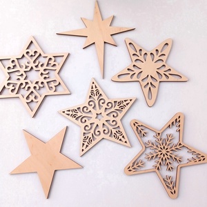 Ünnepi csillag szett  6 darab lézervágott, díszes fa dekoráció (15 cm), Karácsony, Karácsonyi lakásdekoráció, Karácsonyi manók, figurák, Famegmunkálás, MESKA