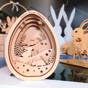 Húsvéti Nyuszis Többrétegű Fa Dekoráció - ünnepi díszek, dekorációk - húsvéti díszek és dekorációk - húsvéti abrosz, terítő - Meska.hu