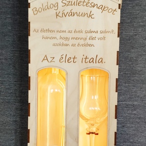 Gravírozott pálinkás díszdoboz dupla � pohárral, üveggel (ital nélkül) - esküvő - emlék & ajándék - doboz - Meska.hu