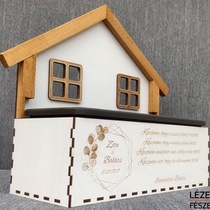 Esküvői Szülőköszöntő Házikó Kaspó  Személyes Gravírozással, Esküvő, Emlék & Ajándék, Köszönőajándék, Famegmunkálás, Gravírozás, pirográfia, MESKA