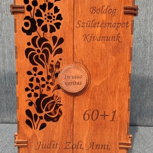 Dupla Boros Doboz  Kalocsai Mintával és Egyedi Gravírozással - otthon & életmód - dekoráció - asztal és polc dekoráció - díszdoboz - Meska.hu