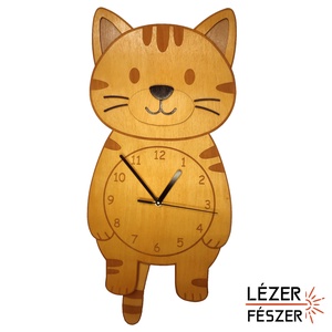 Cicás ingás falióra � mozgó farokkal, névre szóló gravírozással - Meska.hu