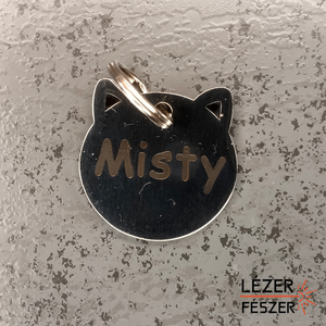 Gravírozott rozsdamentes acél kisállat biléta � cicafej forma - Meska.hu