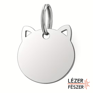 Gravírozott rozsdamentes acél kisállat biléta � cicafej forma - otthon & életmód - kisállatoknak - macska nyakörv és biléta - Meska.hu