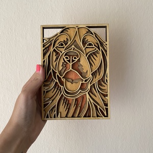 Golden Retriever 3D kép fából, Otthon & Életmód, Dekoráció, Kép & Falikép, 3d képek, Gravírozás, pirográfia, MESKA