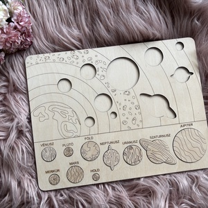 Naprendszer Kirakó Fából, Játék & Sport, Puzzle, Kirakó, kocka kirakó, Gravírozás, pirográfia, MESKA