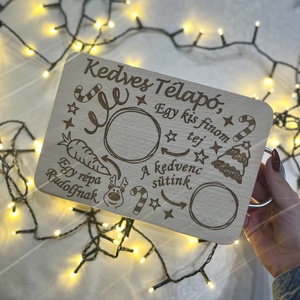 Mikulásváró deszka, Karácsony, Mikulás, Mikulás beltéri dekoráció, Gravírozás, pirográfia, MESKA