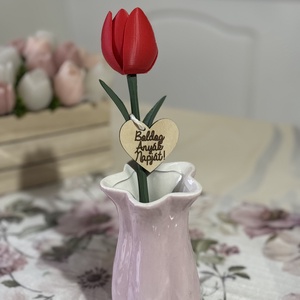 Anyák napi tulipán bilétával - otthon & életmód - virágdekoráció - virágdíszek - asztali virágdísz - Meska.hu