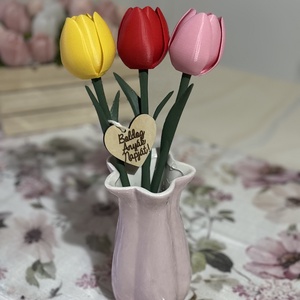 Anyák napi tulipán bilétával - otthon & életmód - virágdekoráció - virágdíszek - asztali virágdísz - Meska.hu