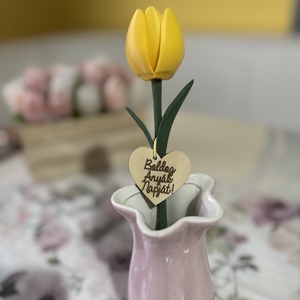 Anyák napi tulipán bilétával - otthon & életmód - virágdekoráció - virágdíszek - asztali virágdísz - Meska.hu