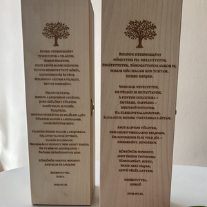 Gravírozott fa borosdoboz - esküvő - emlék & ajándék - szülőköszöntő ajándék - Meska.hu