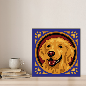 Golden Retriver Több rétegű dekoráció, Otthon & Életmód, Dekoráció, Fali és függő dekoráció, Falra akasztható dekor, Gravírozás, pirográfia, MESKA