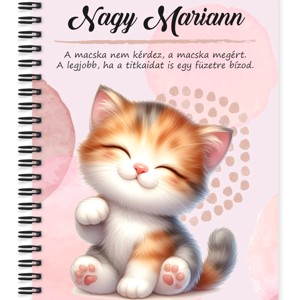Személyre szabható - Kawaii cuki cica mintás A6-os füzet, Otthon & Életmód, Papír, írószer, Jegyzetfüzet & Napló, , MESKA