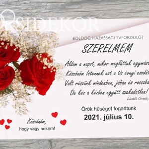 SZERELMES HÁZASSÁGI ÉVFORDULÓ Ajándék tábla - fekvő, Otthon & Életmód, Dekoráció, Kép & Falikép, Táblakép, , MESKA