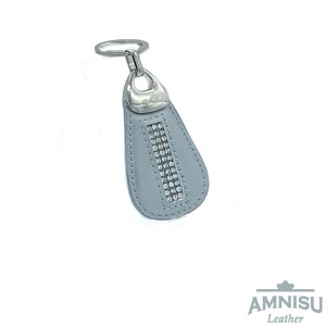 Ezüst csepp alakú swarovski köves bőr kulcstartó H1005 - Meska.hu