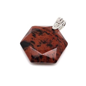 Hexagon medál Obszidián mahagóni 2,5cm, Ékszer, Nyaklánc, Medál, , MESKA