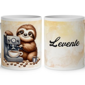 Névvel kérhető - Barista Kávés lajhár mintás bögre, Otthon & Életmód, Konyhafelszerelés, tálalás, Tálalás, Bögre & Csésze, , MESKA