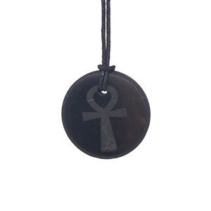 Védelem shungit Ankh kerek gravírozott medál nyaklánccal 30mm, Ékszer, Nyaklánc, Medálos nyaklánc, , MESKA