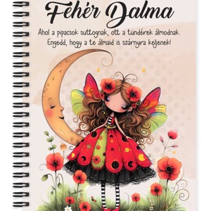 Személyre szabható - Cuki pipacs tündérlány és a hold mintás A5-ös füzet, Otthon & Életmód, Papír, írószer, Jegyzetfüzet & Napló, , MESKA
