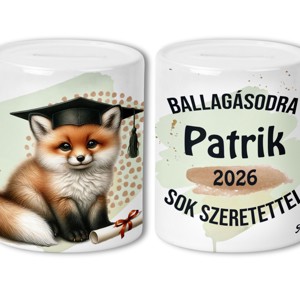 Névvel kérhető Róka - 2026 évi Ballagásra mintás persely, , , Stílusos pénzátadás, ami örök emlék marad! Szeretnéd az anyagi támogatást a megszokott, unalmas bor..., MESKA