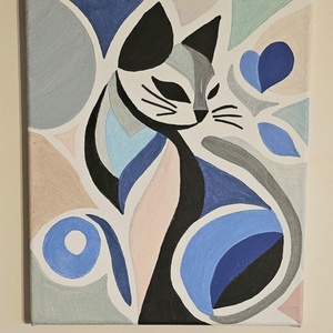 Absztrakt cica akril festmény, Művészet, Festmény, Akril, Festészet, MESKA