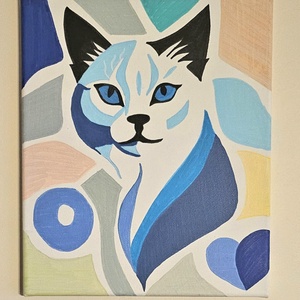 Absztrakt cica portré  akril festmény, Művészet, Festmény, Akril, Festészet, MESKA