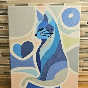Absztrakt cica akril festmény, Művészet, Festmény, Akril, Festészet, MESKA