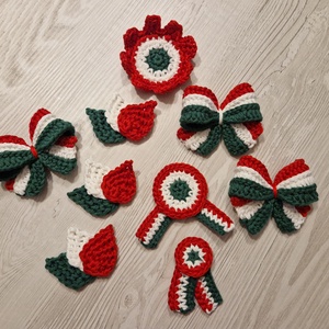 Kokárdák nemzeti ünnepre, Ékszer, Kitűző és Bross, Kitűző, Horgolás, MESKA