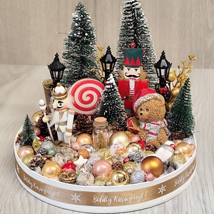 Karácsonyi adventi asztaldísz led világítással  - karácsony - karácsonyi lakásdekoráció - ünnepi asztaldekoráció - Meska.hu