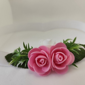 Csuklódísz magenta-fehér - esküvő - ékszer - karkötő & csuklódísz - Meska.hu
