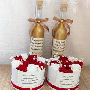 Szülőköszöntő szett piros.-fehér, Esküvő, Emlék & Ajándék, Szülőköszöntő ajándék, Mindenmás, MESKA