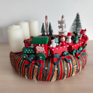 Adventi koszorú fa vonatos körhintás - Meska.hu