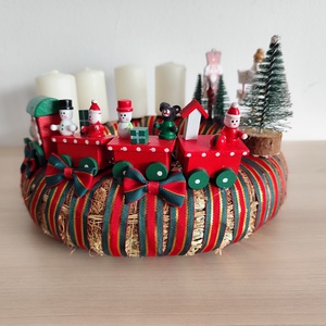 Adventi koszorú fa vonatos körhintás - karácsony - adventi díszek - adventi koszorú - Meska.hu