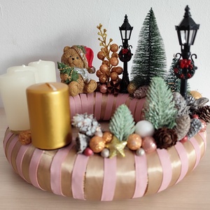 Adventi koszorú macis - karácsony - adventi díszek - adventi koszorú - Meska.hu