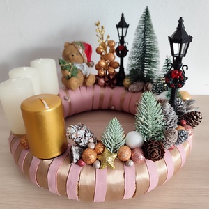 Adventi koszorú macis - Meska.hu