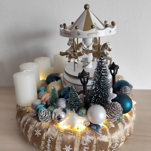 Adventi koszorú körhintás  - karácsony - adventi díszek - adventi koszorú - Meska.hu