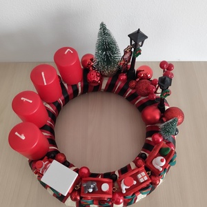 Adventi koszorú fa vonattal - karácsony - adventi díszek - adventi koszorú - Meska.hu