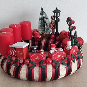 Adventi koszorú fa vonattal - Meska.hu