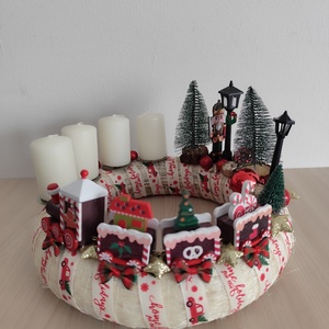 Adventi koszorú fa vonatos - Meska.hu
