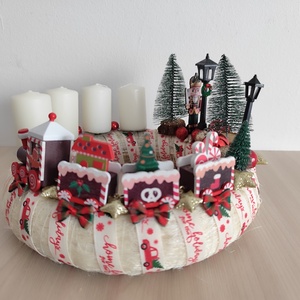 Adventi koszorú fa vonatos - karácsony - adventi díszek - adventi koszorú - Meska.hu
