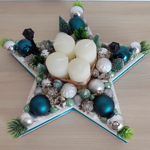 Adventi koszorú csillag, Karácsony, Adventi díszek, Adventi gyertyadíszek és koszorúdíszek, Virágkötés, MESKA