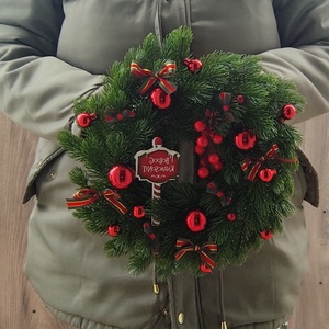 Karácsonyi lethű fenyős ajtódísz, Karácsony, Adventi díszek, Adventi ajtódísz, Virágkötés, MESKA