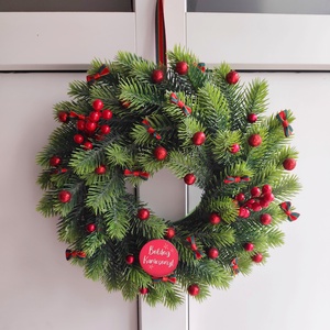Karácsonyi ajtódísz 3D levelű műfenyős, Karácsony, Adventi díszek, Adventi ajtódísz, Virágkötés, MESKA