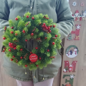 Karácsonyi ajtódísz 3D levelű műfenyős - karácsony - adventi díszek - adventi ajtódísz - Meska.hu