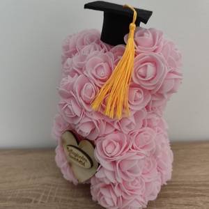 Ballagási rózsa maci - otthon & életmód - dekoráció - asztal és polc dekoráció - asztaldísz - Meska.hu