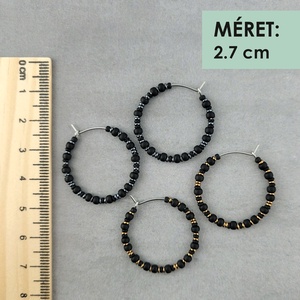 Mini karika fülbevalószett - 2 pár 316L nemesacél fülbevaló üveggyöngyökkel / Szett, női ékszerszett - ékszer - fülbevaló - karika fülbevaló - Meska.hu