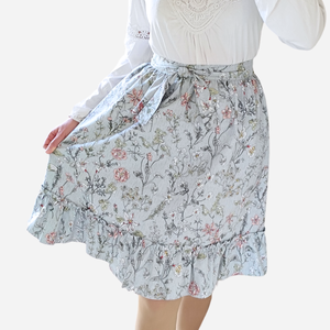 Vintage stílusú pamut kötényszoknya - virágos, indás - otthon & életmód - konyhafelszerelés, tálalás - konyhai textil - kötény - Meska.hu