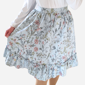 Vintage stílusú pamut kötényszoknya - virágos, indás - otthon & életmód - konyhafelszerelés, tálalás - konyhai textil - kötény - Meska.hu