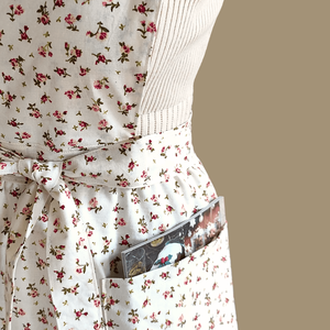 Rózsa kötény - Vintage hangulat, praktikus kialakítás, 100% pamut - otthon & életmód - konyhafelszerelés, tálalás - konyhai textil - kötény - Meska.hu